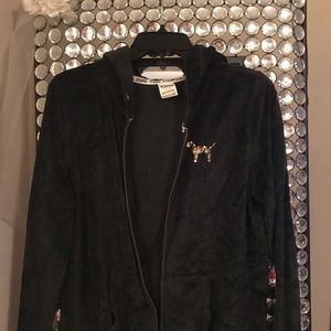 Victoria secret pink black velour jacket